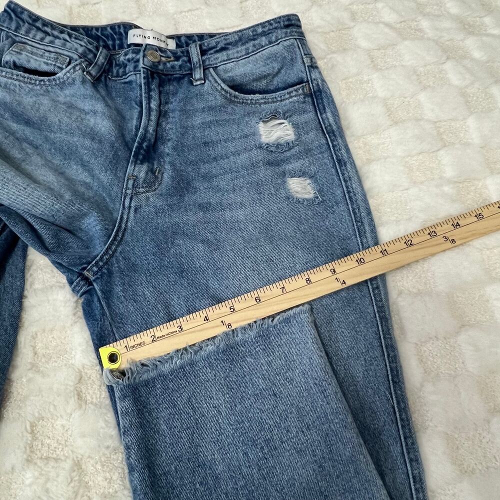 Flying Monkey Distressed Straight Leg Jeans Womens 28 Cropped Raw Hem Ripped - Picture 9 of 11